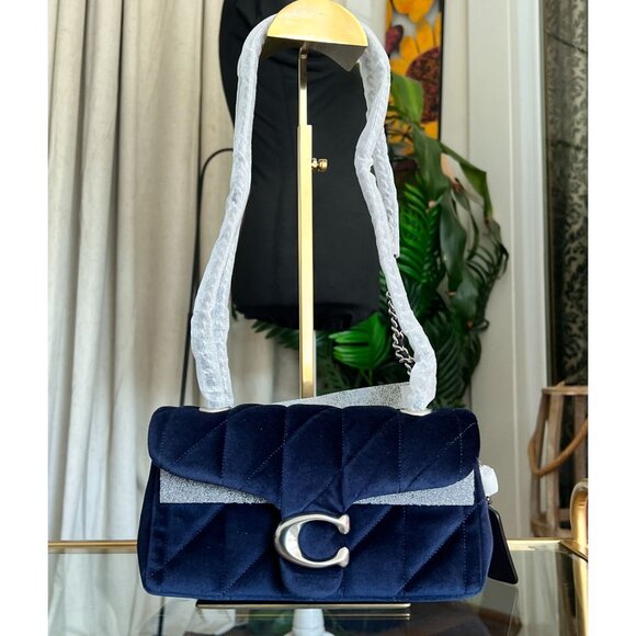 NEW WITH TAGS!! SOLD OUT!  AUTHENTIC Coach Blue Velvet Quilted Tabby 20 - Picture 12 of 14